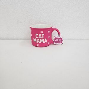 Best Cat Mama Paw Prints Hot Pink Laser Cut Soft Touch Ceramic Coffee Mug